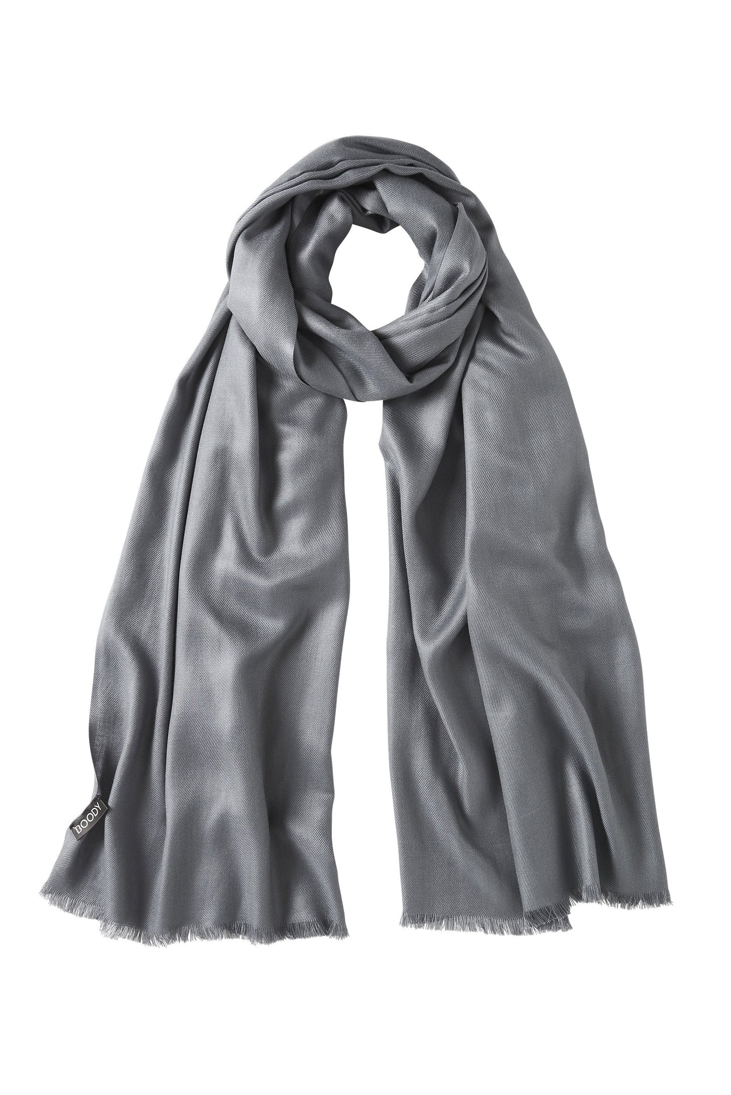 BOODY - Fringed Hem Scarf Silkinpehmeä Bambuhuivi