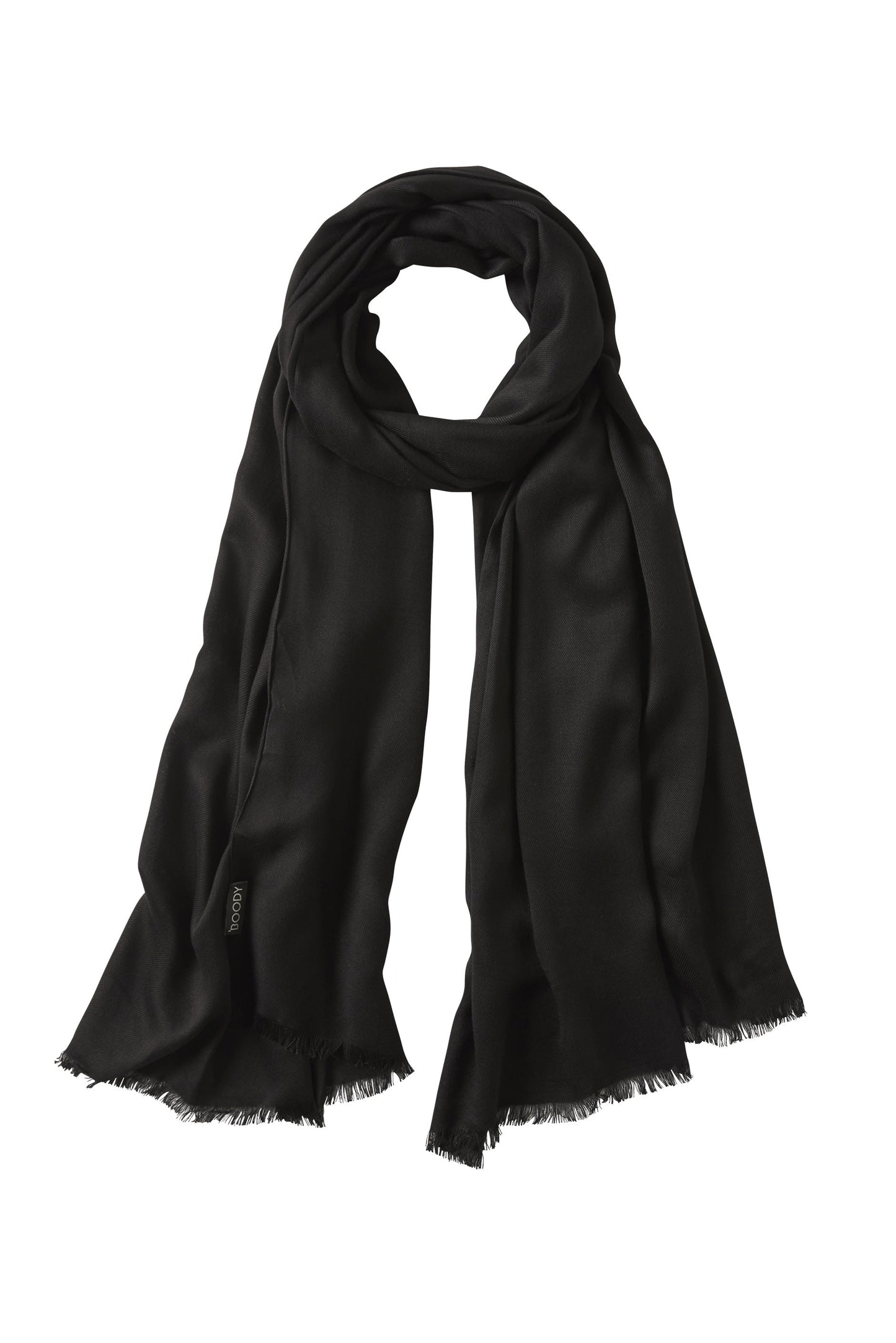 BOODY - Fringed Hem Scarf Silkinpehmeä Bambuhuivi
