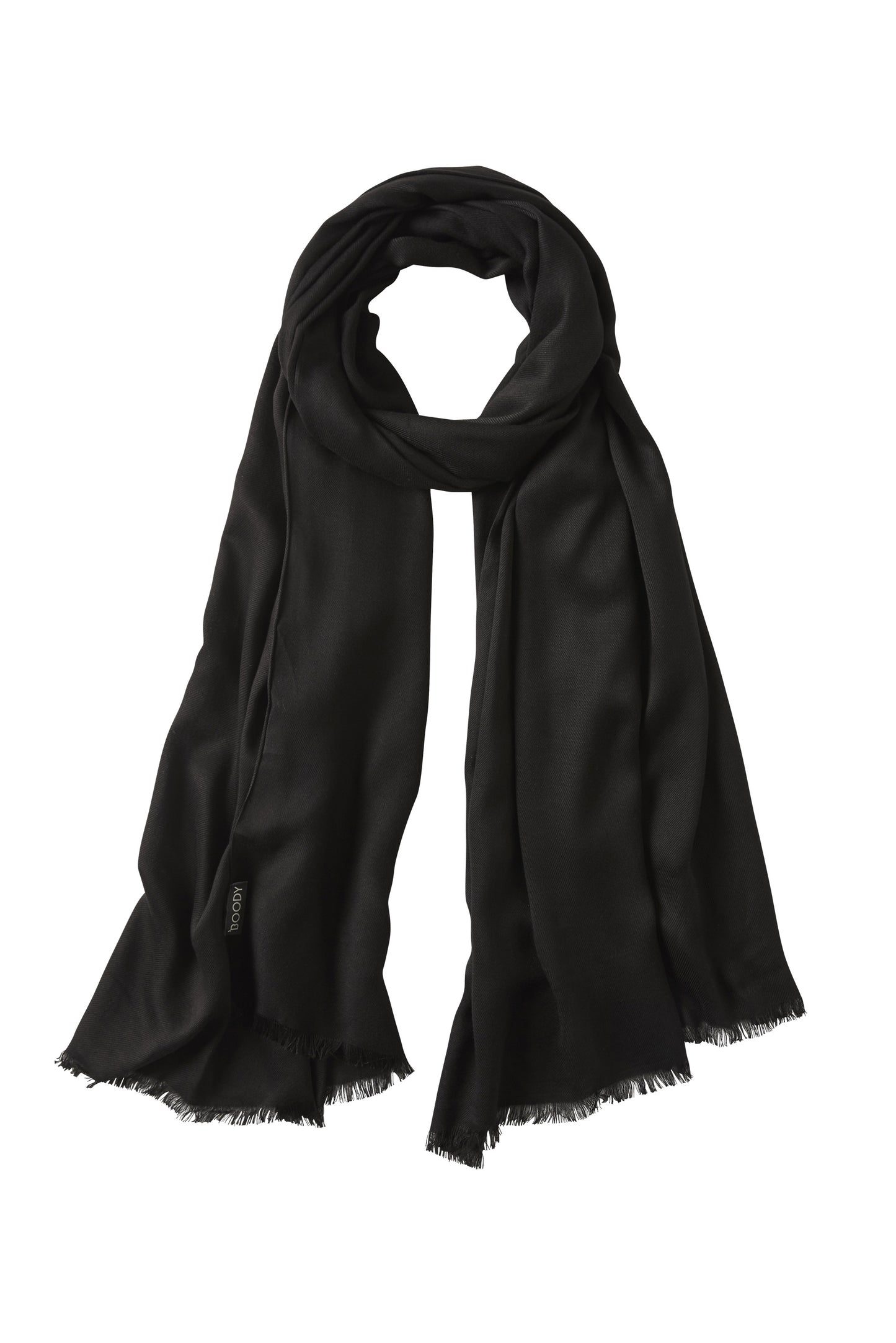 BOODY - Fringed Hem Scarf Silkinpehmeä Bambuhuivi